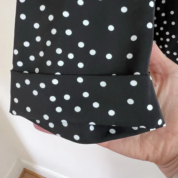 Black Women's Blouse Classy Polka Dot Shirt Dressy Work Flattering Size Large - Picture 11 of 16